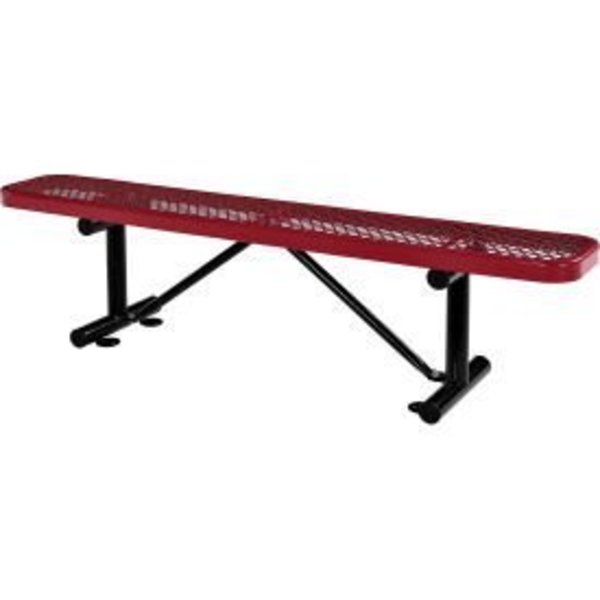 Global Equipment 6 ft. Outdoor Steel Flat Bench - Expanded Metal - Red 277156RD